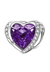 teensy catchy silver love heart angel wings baby birthstone charm